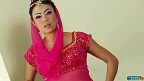 client watches her small tits bounce doggy pounding