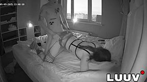 young couple flashes pussy for cash in bedroom