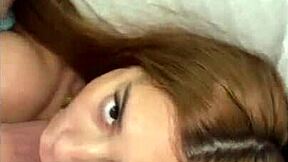 put my half sister on her knees to suck me off 😏🍆