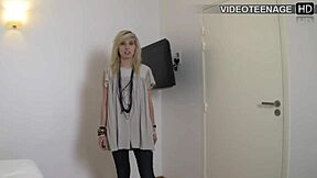 blonde vicky toys her pussy in steamy casting debut