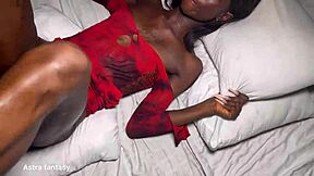 skinny ebony slut bends over for big black cock birthday doggystyle creampie surprise