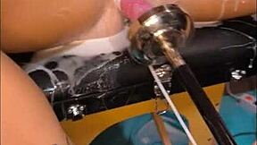 young petite teen creams hard on oiled bdsm dildo machine 💦 lola spice squirts everywhere 😩