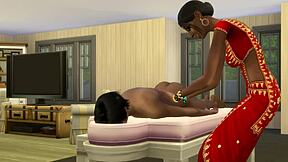 Indian stepmom massages virgin stepson after work turns into hot sex