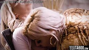 Desperate blonde milf face sits big tits lesbian boss pussy licking office fuck for job