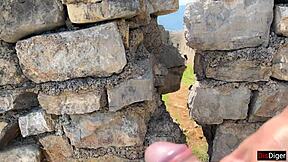 hey skinny brunette, flash that pussy and handjob my huge cock outdoors till i cum