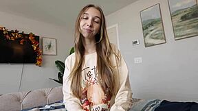 Little step sis Breezy Bri rides cock thankful with deepthroat and doggystyle