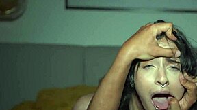 brunette blue eyes girl fucked nonstop in hotel bed