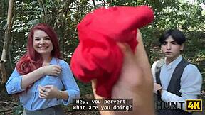 Busty Redhead Lures Stranger For Outdoor Fuck Right In Front Of Boyfriend