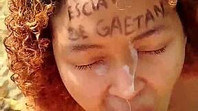 Risky beach blowjob ends with my hot load splashing her pretty face!