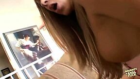 blonde's big natural tits bounce wildly in old young anal creampie frenzy