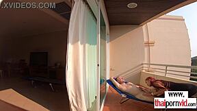 Petite Thai Teen Nympho Rides Big White Cock Outdoor Amateur Blowjob