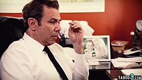 Nasty teen like me sneaks to stepdad's office for forbidden fuck yaaas