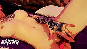 young babe fingers wet pussy and squeezes big tits