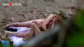 hey beach voyeur couple does mutual masturbation play