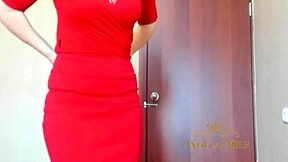 Milf Angela Shakes Huge Ass in Red Panties Teasing Young Fan