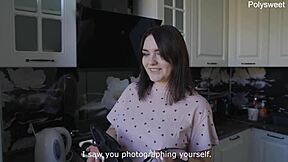 curvy russian student mistress dominates neighbor with strapon on desk till he cums