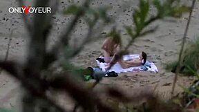 hey beach voyeur couple does mutual masturbation play