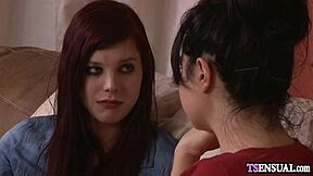 skinny redhead shemale pleasures busty milf deeply