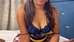 Desi girl slurps big cock then drinks hot cum