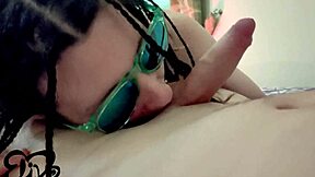 damn this teen with braids kneels sucks cock begs for cum... he can't hold!