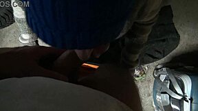 french girl in basement lets guy cum straight in her mouth