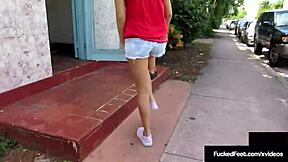 layla lopez wrinkles feet grind cock in hot footjob tease