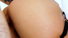 busty lingerie stepmom sneaks young stepson cock ride