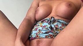 petite redhead lesbian rides huge dildo in solo fantasy