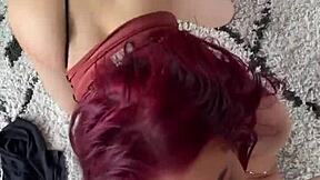 twerks while rimming leads to petite redhead's deepthroat blowjob pov facial cumshot