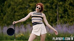 two petite milf bombshells strip outdoors for playboy centerfold