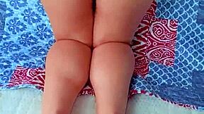 Horny Brunette Teen Fills Ass with Oiled Coconut Massage