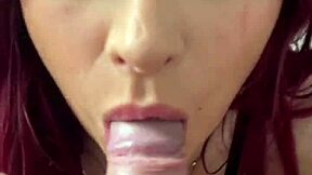 twerks while rimming leads to petite redhead's deepthroat blowjob pov facial cumshot
