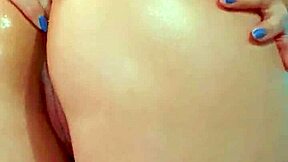 Horny Brunette Teen Fills Ass with Oiled Coconut Massage