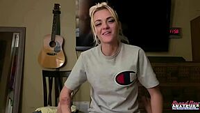 damn, watch this skinny blonde suck cock before pussy pounding!