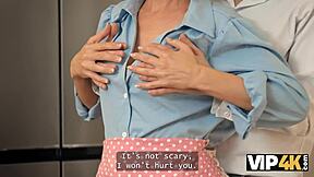 ready to pop my cherry with this hot blonde milf in kitchen?