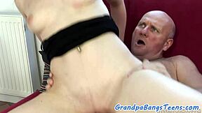 pierced teen beauty gets banged hard by horny old grandfather  