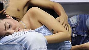 Stepbrother sneaks penis into babysitter's mouth unexpectedly