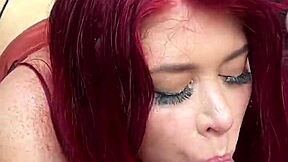 omg petite redhead slut... rough sex ends with real orgasm and CUMSHOT on her pretty face!!