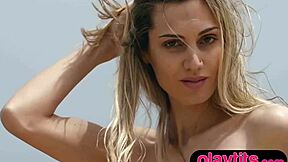 i'm slender blonde italian milf strippin beachside showin petite figure off ya know