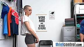 Buzzcut blonde caught fucked hard back office doggystyle.