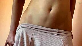 Sweet petite teen fingers shaved pussy to squirting orgasm with toys!