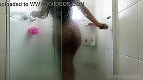 Juicy Brazilian Brunette Moans to Orgasm in Bath with Big John