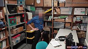 mall officer dominates bent over asian teen shoplifter backstage hard