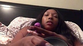 Aries grabs her bbc dildo to squirt on her creamy wet pussy outdoors