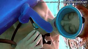 Minnie manga SUCKS dildo underwater in sexy bikini pool play!