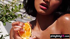 wow petite asian angel constance oranges on perfect tits