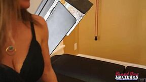 petite milf julia deepthroats cock then fingers shaved pussy to wet orgasm