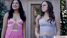 Sorority babes spread legs and lick shaved wet pussies hungrily