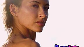 skinny russian brunette taya vais strips nude in desert playboy shoot