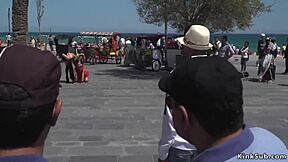 Curvy Petite Euro Babe BDSM Bound Flashing Fat Curves On Streets